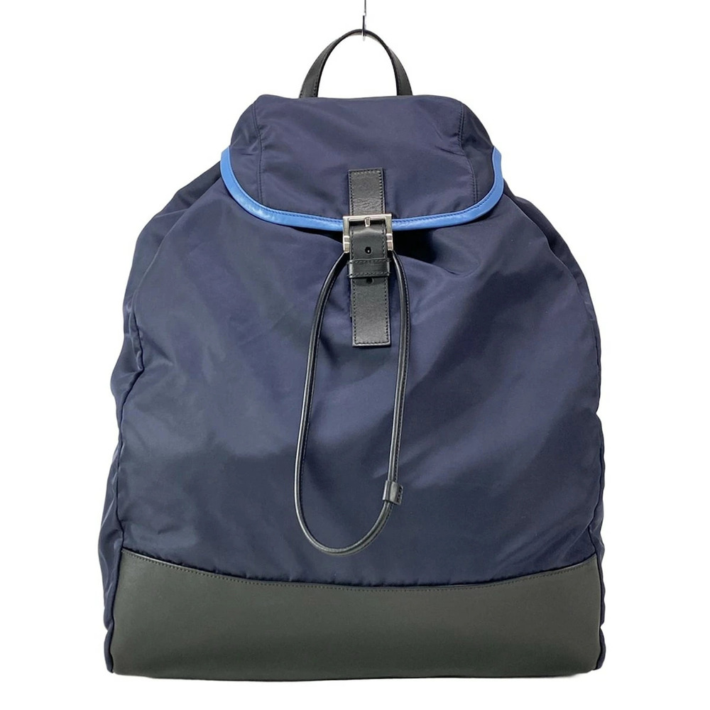 PRADA Backpack Rucksack Daypack Dark Navy Blue Black Blue Leather